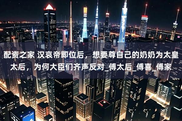 配资之家 汉哀帝即位后，想要尊自己的奶奶为太皇太后，为何大臣们齐声反对_傅太后_傅喜_傅家